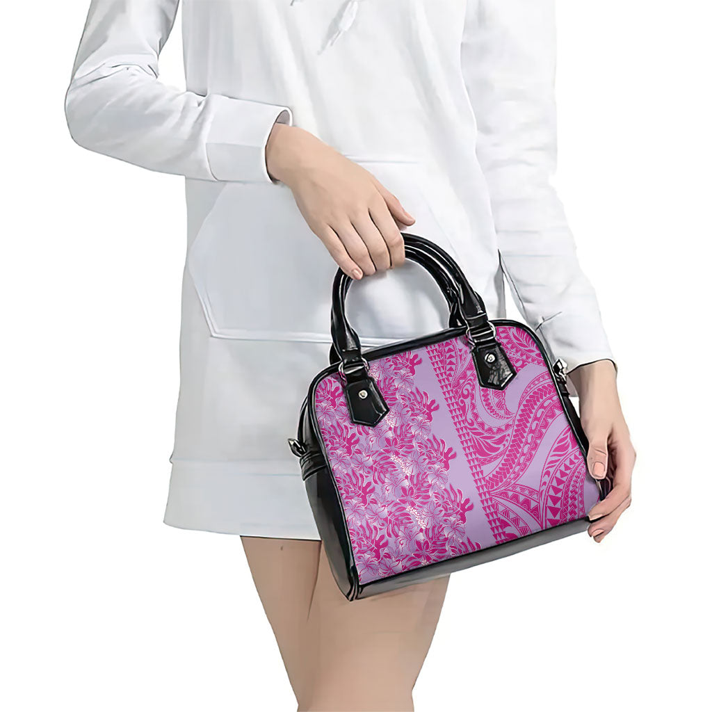 Purple Hibiscus Monstera Seamless Kakau Hawaii Shoulder Handbag LT14 - Polynesian Pride