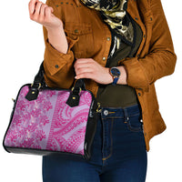 Purple Hibiscus Monstera Seamless Kakau Hawaii Shoulder Handbag LT14 - Polynesian Pride
