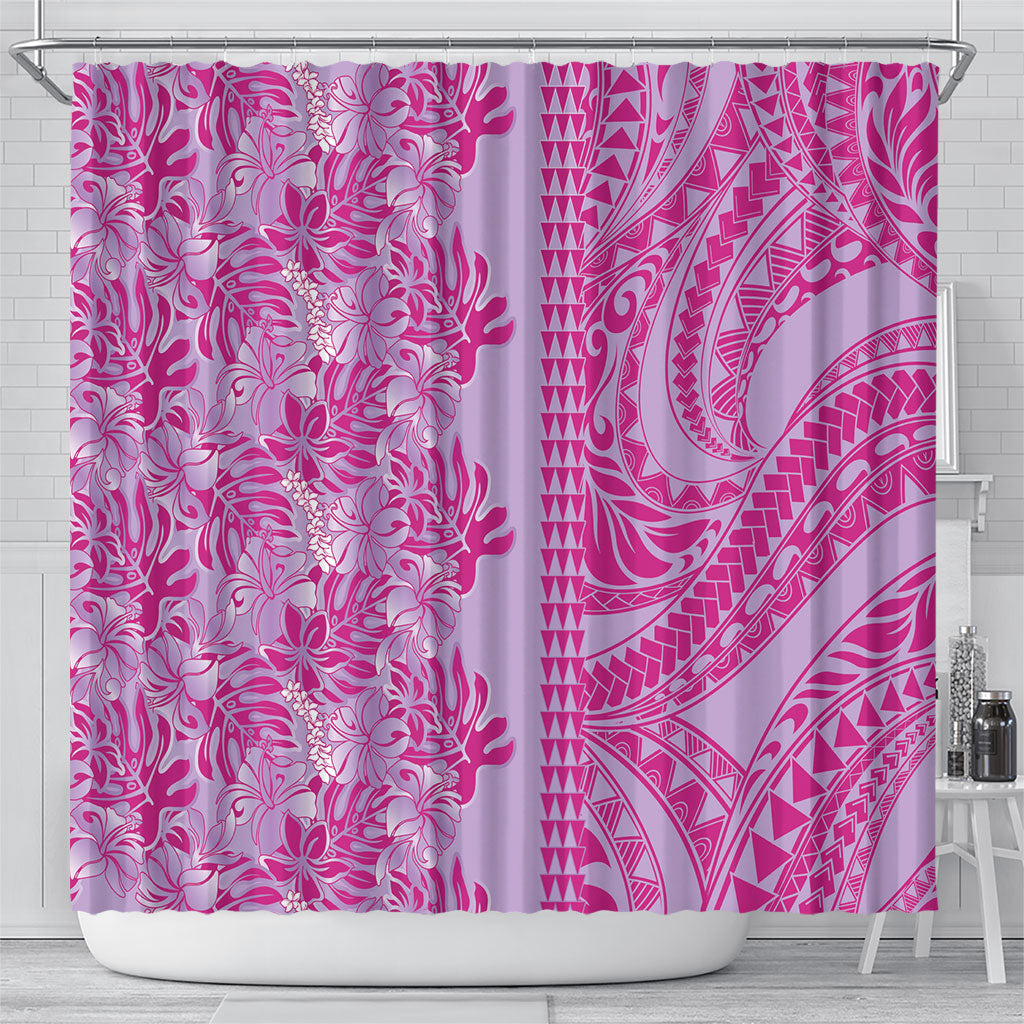 Purple Hibiscus Monstera Seamless Kakau Hawaii Shower Curtain LT14 - Polynesian Pride