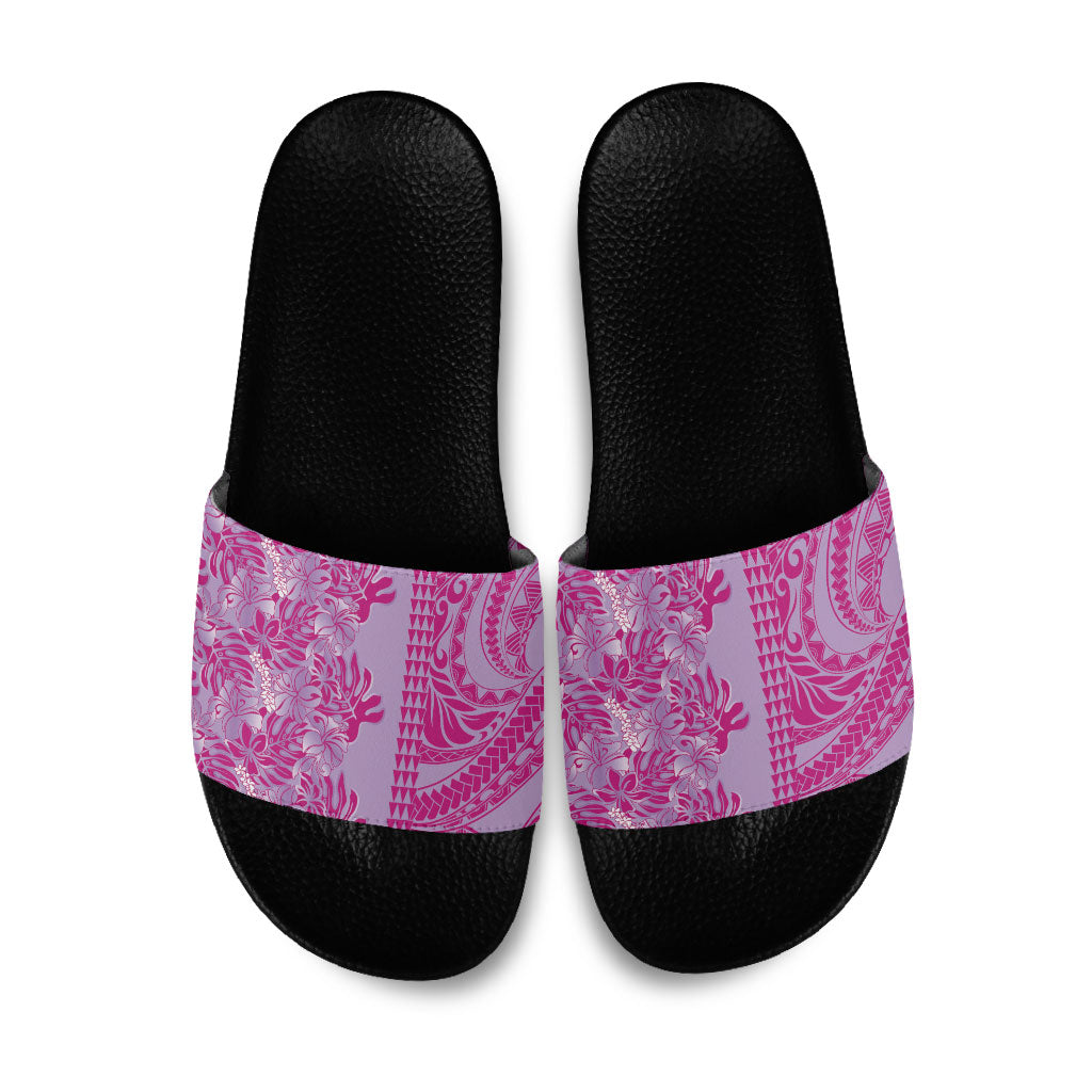 Purple Hibiscus Monstera Seamless Kakau Hawaii Slide Sandals LT14 Purple - Polynesian Pride
