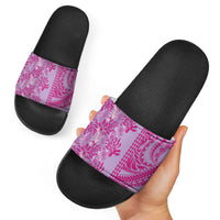 Purple Hibiscus Monstera Seamless Kakau Hawaii Slide Sandals LT14 - Polynesian Pride