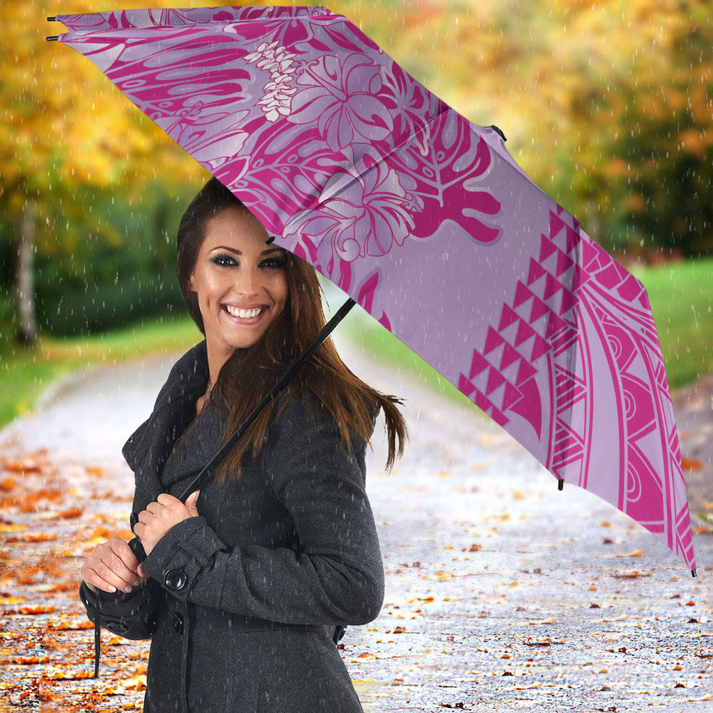 Purple Hibiscus Monstera Seamless Kakau Hawaii Umbrella LT14 - Polynesian Pride