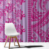 Purple Hibiscus Monstera Seamless Kakau Hawaii Window Curtain