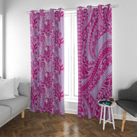 Purple Hibiscus Monstera Seamless Kakau Hawaii Window Curtain