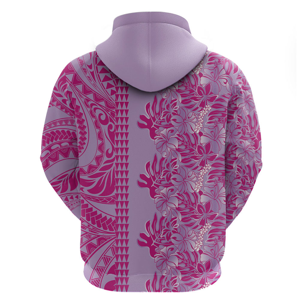 Purple Hibiscus Monstera Seamless Kakau Hawaii Zip Hoodie LT14 - Polynesian Pride