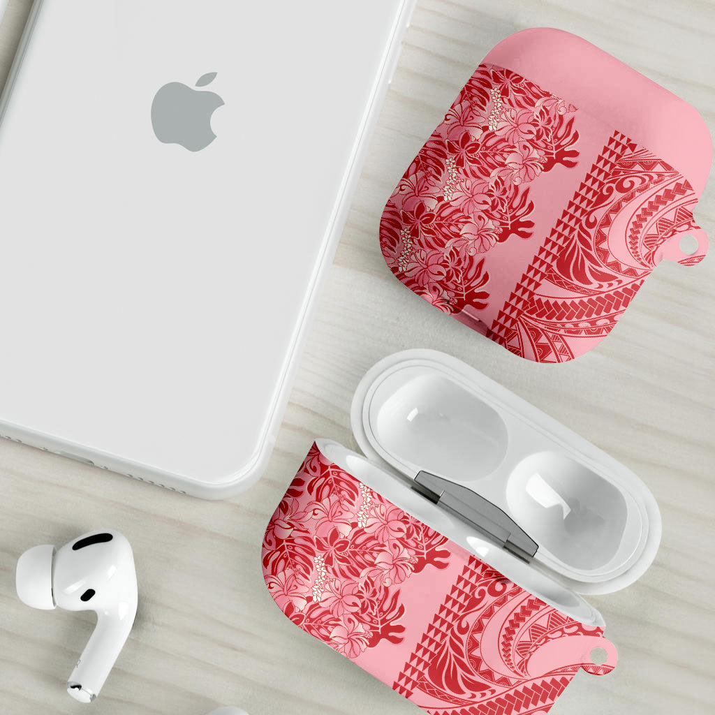 Red Hibiscus Monstera Seamless Kakau Hawaii AirPods Case LT14 - Polynesian Pride