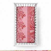 Red Hibiscus Monstera Seamless Kakau Hawaii Baby Bed Cover LT14 28 × 52 in Red - Polynesian Pride