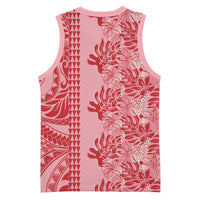 Red Hibiscus Monstera Seamless Kakau Hawaii Basketball Jersey LT14 - Polynesian Pride