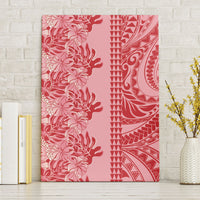 Red Hibiscus Monstera Seamless Kakau Hawaii Canvas Wall Art LT14 Without Frame Red - Polynesian Pride