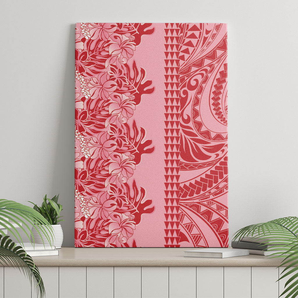 Red Hibiscus Monstera Seamless Kakau Hawaii Canvas Wall Art LT14 - Polynesian Pride