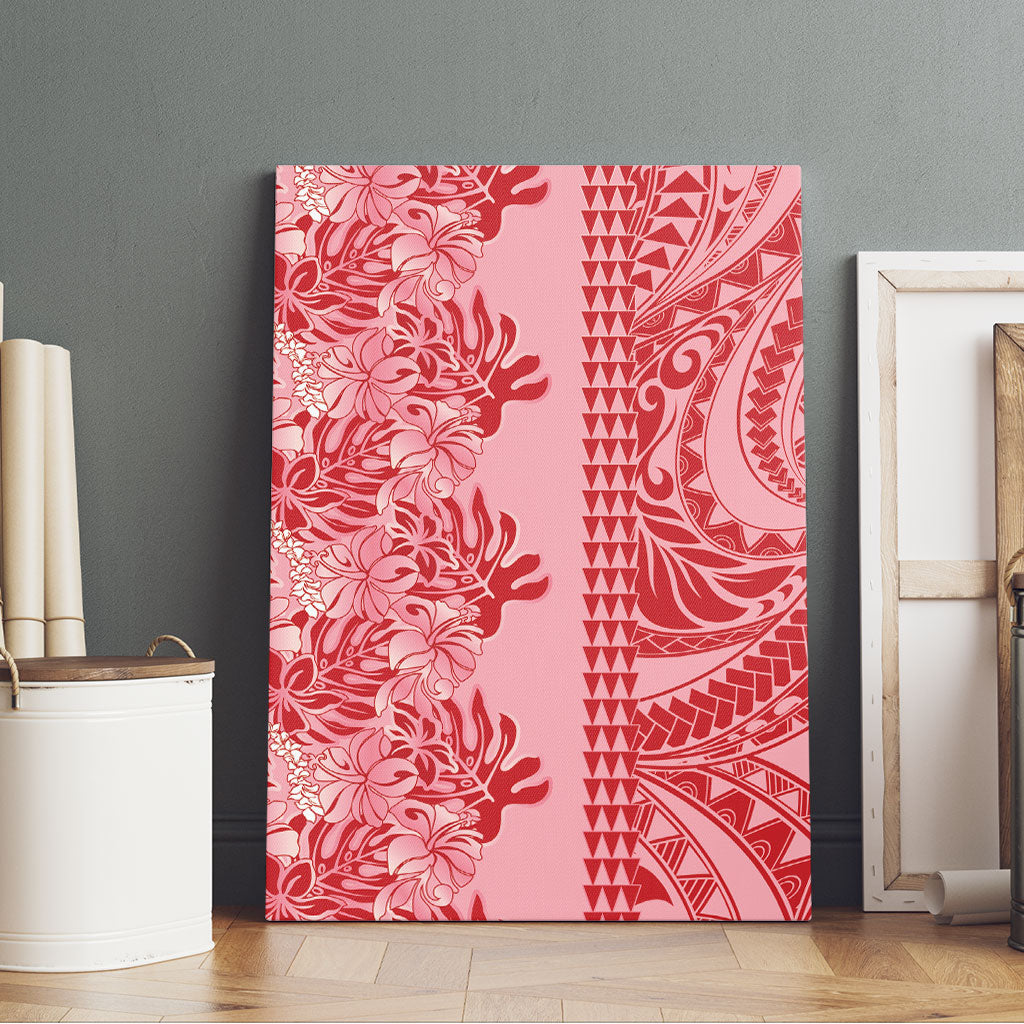 Red Hibiscus Monstera Seamless Kakau Hawaii Canvas Wall Art LT14 - Polynesian Pride