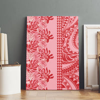 Red Hibiscus Monstera Seamless Kakau Hawaii Canvas Wall Art LT14 - Polynesian Pride
