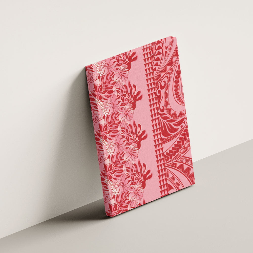 Red Hibiscus Monstera Seamless Kakau Hawaii Canvas Wall Art LT14 - Polynesian Pride