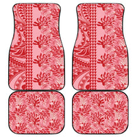 Red Hibiscus Monstera Seamless Kakau Hawaii Car Mats LT14 - Polynesian Pride