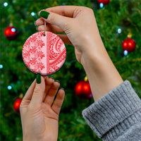 Red Hibiscus Monstera Seamless Kakau Hawaii Ceramic Ornament LT14 - Polynesian Pride