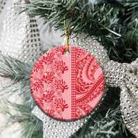 Red Hibiscus Monstera Seamless Kakau Hawaii Ceramic Ornament LT14 - Polynesian Pride