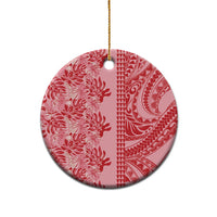 Red Hibiscus Monstera Seamless Kakau Hawaii Ceramic Ornament LT14 - Polynesian Pride