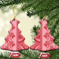 Red Hibiscus Monstera Seamless Kakau Hawaii Ceramic Ornament LT14 Christmas Tree Red - Polynesian Pride