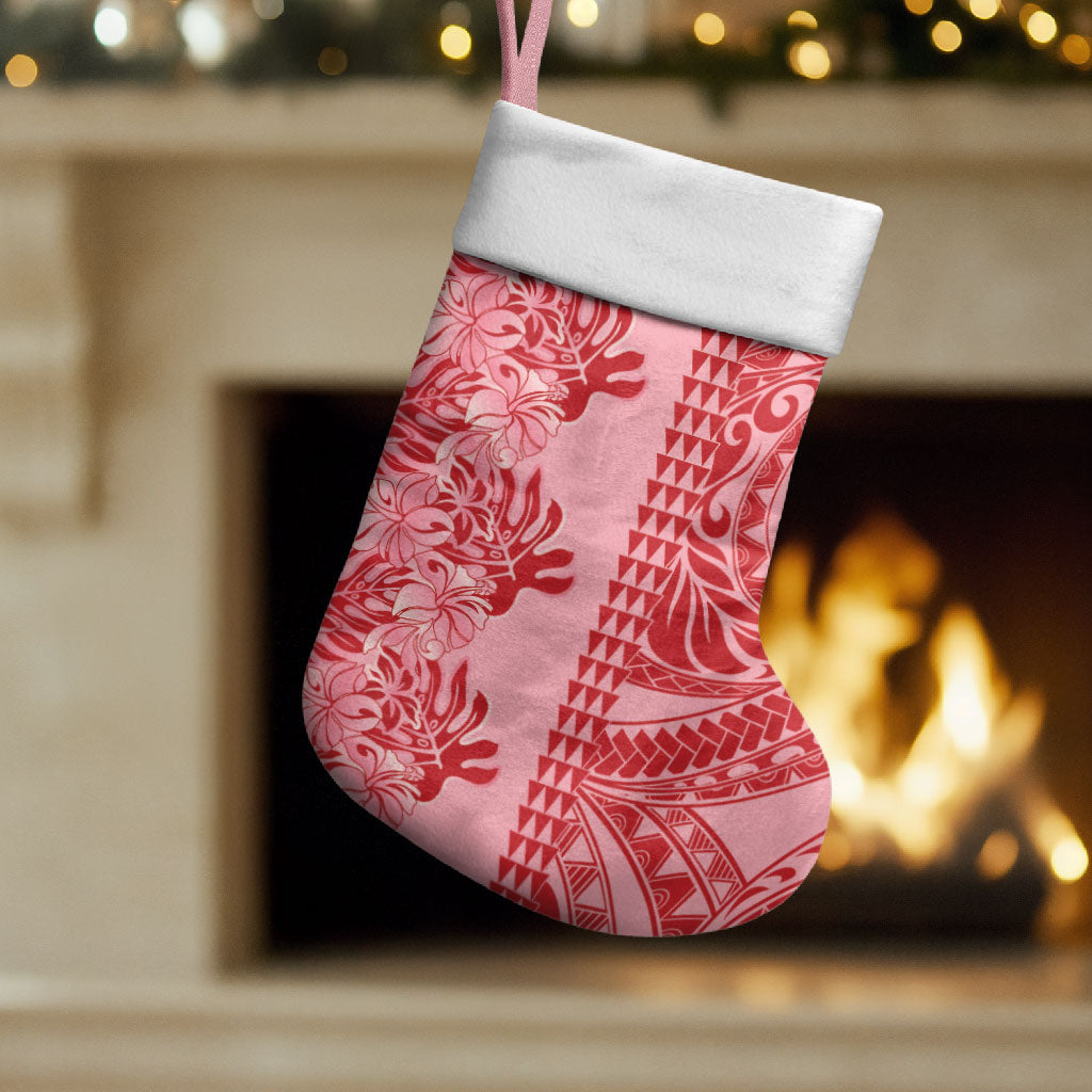 Red Hibiscus Monstera Seamless Kakau Hawaii Christmas Stocking LT14 Set of 2 Red - Polynesian Pride