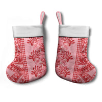 Red Hibiscus Monstera Seamless Kakau Hawaii Christmas Stocking LT14 - Polynesian Pride