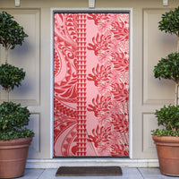 Red Hibiscus Monstera Seamless Kakau Hawaii Door Cover LT14 Red - Polynesian Pride