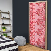 Red Hibiscus Monstera Seamless Kakau Hawaii Door Cover LT14 - Polynesian Pride