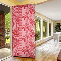 Red Hibiscus Monstera Seamless Kakau Hawaii Door Cover LT14 - Polynesian Pride
