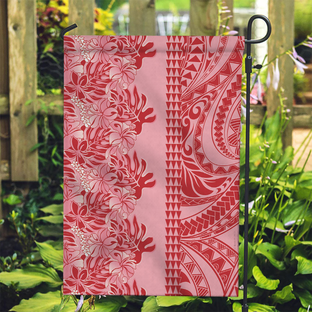 Red Hibiscus Monstera Seamless Kakau Hawaii Garden Flag LT14 Garden Flag Red - Polynesian Pride