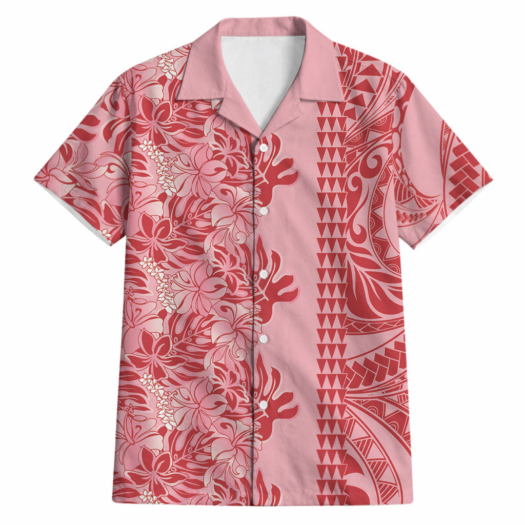 Red Hibiscus Monstera Seamless Kakau Hawaii Hawaiian Shirt LT14 Red - Polynesian Pride