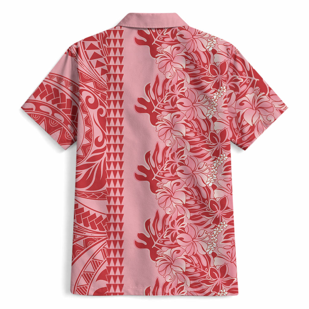 Red Hibiscus Monstera Seamless Kakau Hawaii Hawaiian Shirt LT14 - Polynesian Pride