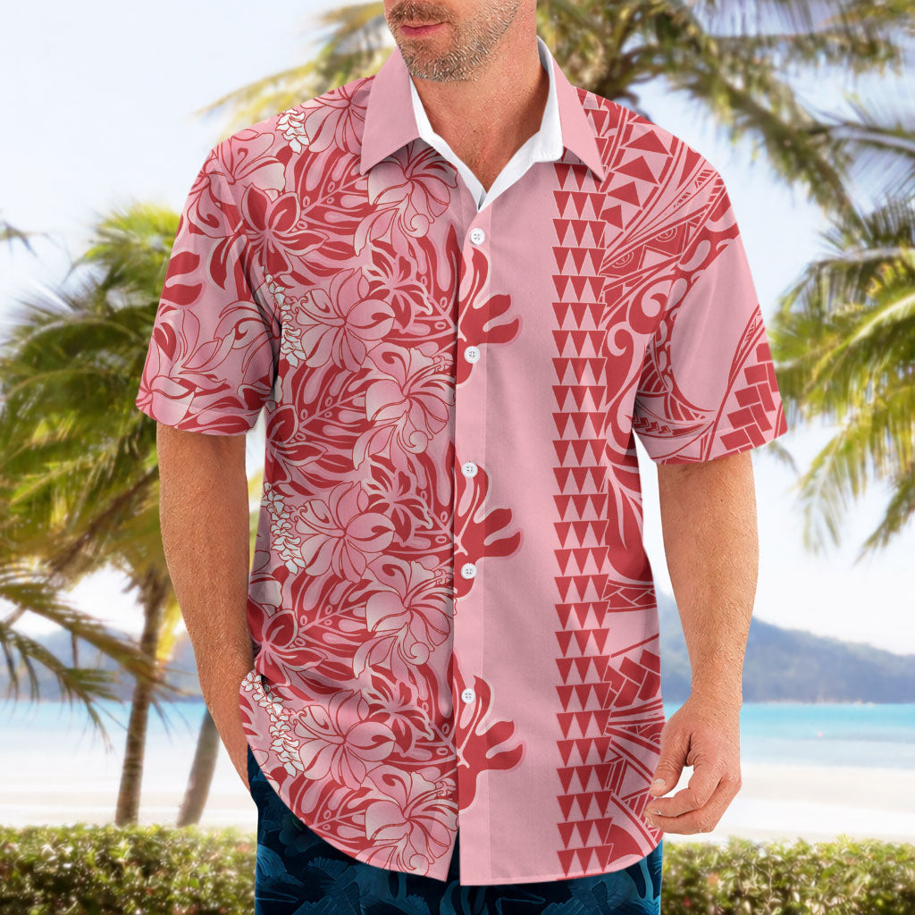 Red Hibiscus Monstera Seamless Kakau Hawaii Hawaiian Shirt LT14 - Polynesian Pride