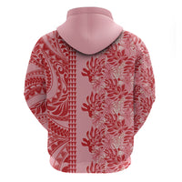 Red Hibiscus Monstera Seamless Kakau Hawaii Hoodie LT14 - Polynesian Pride