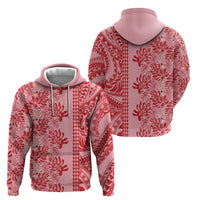 Red Hibiscus Monstera Seamless Kakau Hawaii Hoodie LT14 - Polynesian Pride