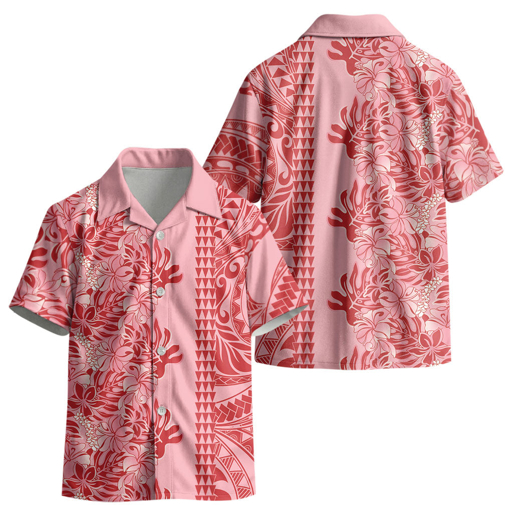 Red Hibiscus Monstera Seamless Kakau Hawaii Kid Hawaiian Shirt LT14 - Polynesian Pride