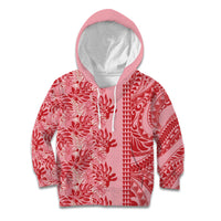Red Hibiscus Monstera Seamless Kakau Hawaii Kid Hoodie LT14 Hoodie Red - Polynesian Pride