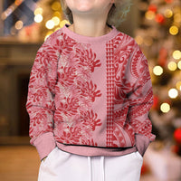 Red Hibiscus Monstera Seamless Kakau Hawaii Kid Ugly Christmas Sweater LT14 - Polynesian Pride