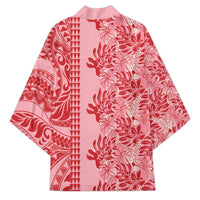 Red Hibiscus Monstera Seamless Kakau Hawaii Kimono LT14 - Polynesian Pride