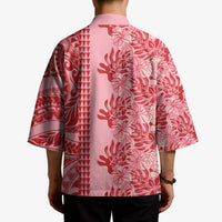 Red Hibiscus Monstera Seamless Kakau Hawaii Kimono LT14 - Polynesian Pride