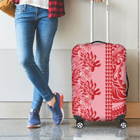Red Hibiscus Monstera Seamless Kakau Hawaii Luggage Cover LT14 - Polynesian Pride