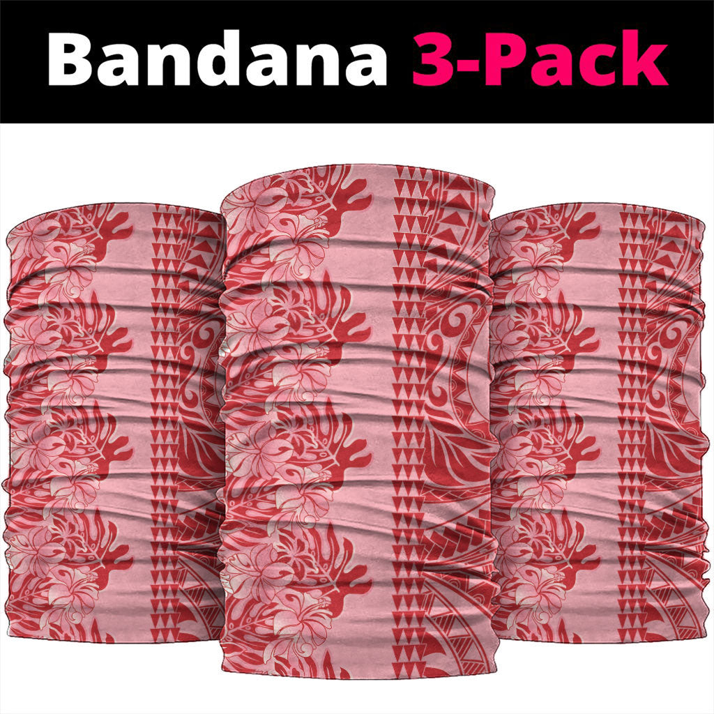 Red Hibiscus Monstera Seamless Kakau Hawaii Neck Gaiter LT14 package One Size: 25*50cm Red - Polynesian Pride