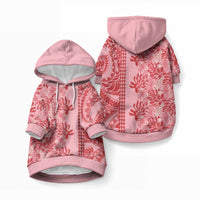 Red Hibiscus Monstera Seamless Kakau Hawaii Pet Hoodie LT14 Pullover Red - Polynesian Pride