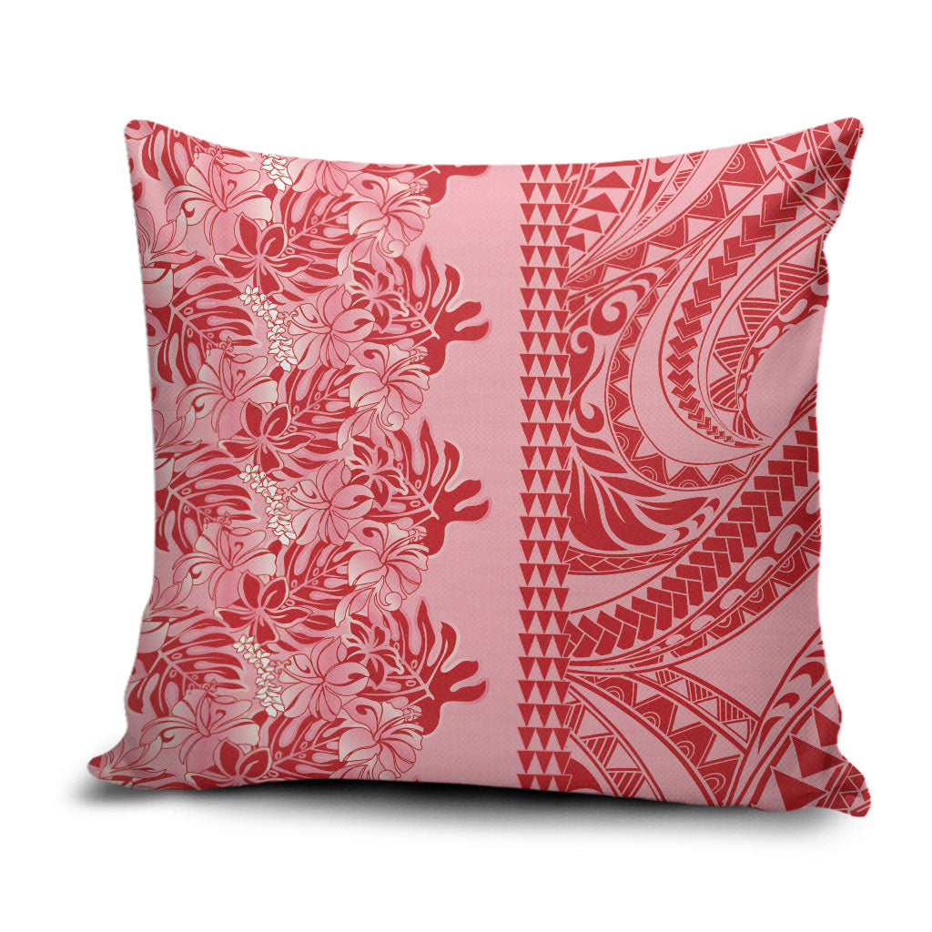 Red Hibiscus Monstera Seamless Kakau Hawaii Pillow Cover LT14 Red - Polynesian Pride