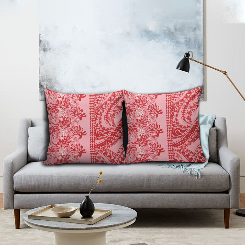 Red Hibiscus Monstera Seamless Kakau Hawaii Pillow Cover LT14 - Polynesian Pride