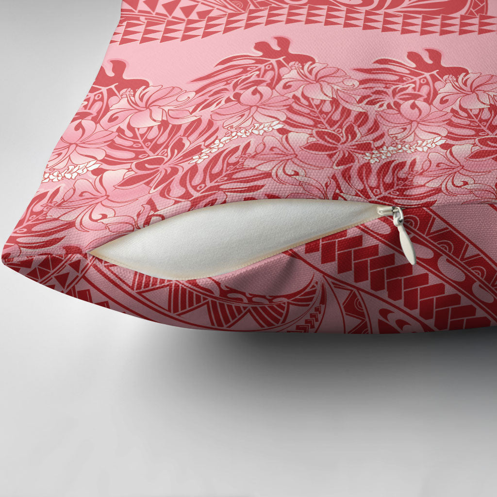Red Hibiscus Monstera Seamless Kakau Hawaii Pillow Cover LT14 - Polynesian Pride