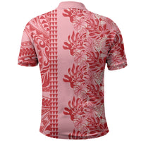 Red Hibiscus Monstera Seamless Kakau Hawaii Polo Shirt LT14 - Polynesian Pride