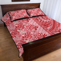 Red Hibiscus Monstera Seamless Kakau Hawaii Quilt Bed Set LT14 - Polynesian Pride