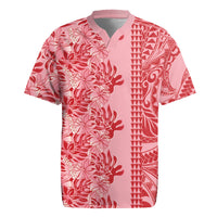 Red Hibiscus Monstera Seamless Kakau Hawaii Rugby Jersey LT14 Red - Polynesian Pride
