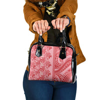 Red Hibiscus Monstera Seamless Kakau Hawaii Shoulder Handbag LT14 One Size Red - Polynesian Pride