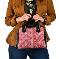 Red Hibiscus Monstera Seamless Kakau Hawaii Shoulder Handbag LT14 - Polynesian Pride