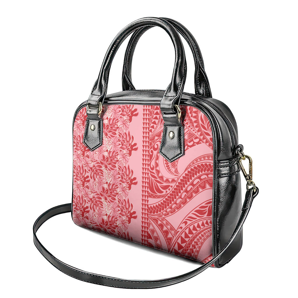 Red Hibiscus Monstera Seamless Kakau Hawaii Shoulder Handbag LT14 - Polynesian Pride